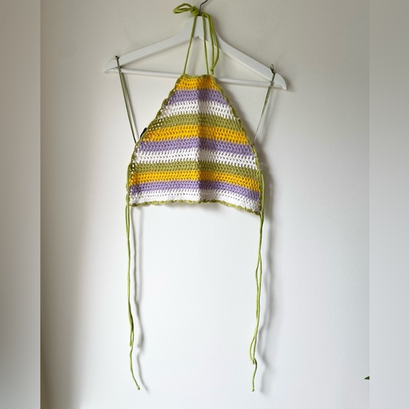 NWOT Zara crochet high halter tie neck tie back top - Picture 5 of 13